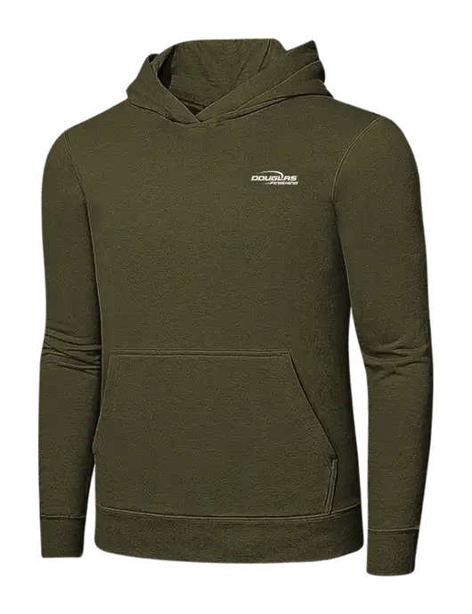 Dark Olive Green 7.8. oz Ring Spun Hooded Sweatshirt w/Douglas Finishing Logo