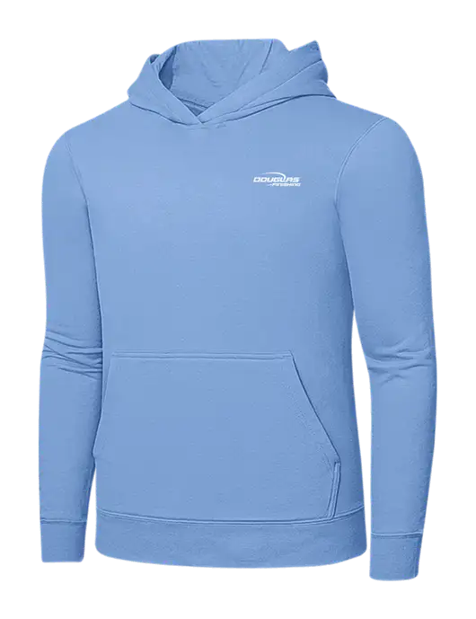 Light Blue 7.8. oz Ring Spun Hooded Sweatshirt w/Douglas Finishing Logo